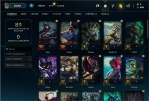 Conta ouro 4 com 45 Champs e 16 Skins + 1 Prestigio do Kayn - League of Legends LOL