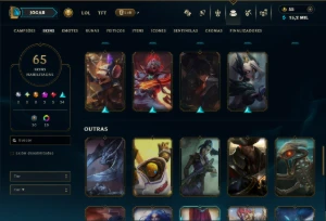 Ouro 1 com 140 Champs e 65 Skins +2 Prestigios - League of Legends LOL