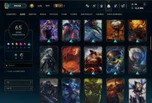 Ouro 1 com 140 Champs e 65 Skins +2 Prestigios - League of Legends LOL