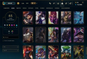 Ouro 1 com 140 Champs e 65 Skins +2 Prestigios - League of Legends LOL