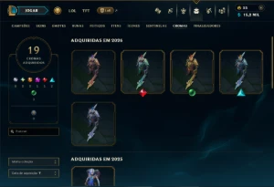 Ouro 1 com 140 Champs e 65 Skins +2 Prestigios - League of Legends LOL