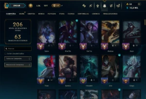 Ouro 1 com 140 Champs e 65 Skins +2 Prestigios - League of Legends LOL