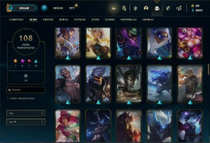 Conta Unraneked com 105 Champs e 108 Skins ( MAIN SUP ) - League of Legends LOL