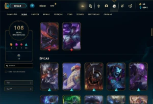 Conta Unraneked com 105 Champs e 108 Skins ( MAIN SUP ) - League of Legends LOL