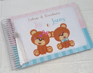 Caderno de Mensagens Personalizado para Chá de Bebê - Artesanato e Personalizados