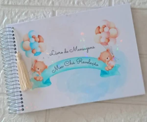 Caderno de Mensagens Personalizado para Chá de Bebê - Artesanato e Personalizados