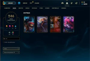 Conta antiga da season 1 com 8 skins vitoriosas 246 skins - League of Legends LOL