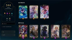 Conta LOL 344 skins, 363 ícones, 40 sentinelas e 42 cromas - League of Legends