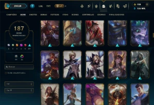 Unranked com TODOS os Champs e 187 Skins ( MID / JG / ADC ) - League of Legends LOL
