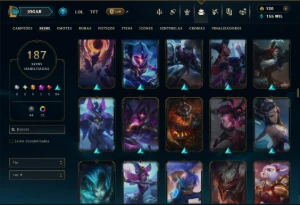 Unranked com TODOS os Champs e 187 Skins ( MID / JG / ADC ) - League of Legends LOL