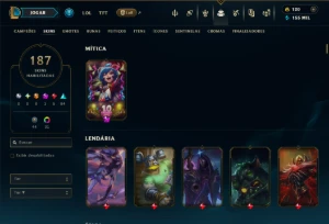 Unranked com TODOS os Champs e 187 Skins ( MID / JG / ADC ) - League of Legends LOL