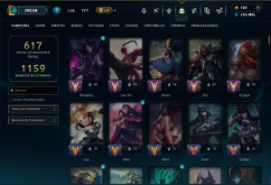 Unranked com TODOS os Champs e 187 Skins ( MID / JG / ADC ) - League of Legends LOL