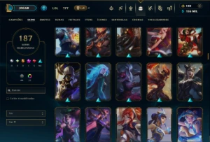 Unranked com TODOS os Champs e 187 Skins ( MID / JG / ADC ) - League of Legends LOL