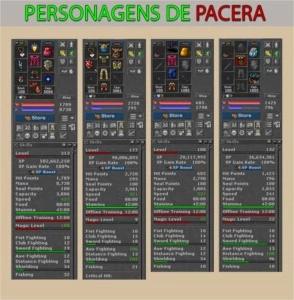ED 131 + EK 177 + RP 132 + MS 108 - todos em Pacera - Tibia