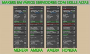 ED 131 + EK 177 + RP 132 + MS 108 - todos em Pacera - Tibia