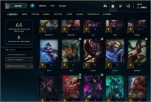 Conta mestre com 59% de win rate, 8 skins e 47 champs - League of Legends LOL