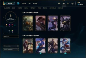 Conta mestre com 59% de win rate, 8 skins e 47 champs - League of Legends LOL