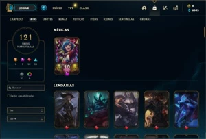 Conta prata 3 com 153 Champs e 121 Skins + 5 Vitoriosas - League of Legends LOL