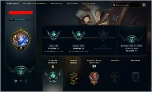 Conta lv44 platina 4 na soloq/flex smurf com nick raro - League of Legends LOL