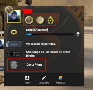 CONTA CS2 com Prime + Insígnia de Lealdade + Medalha 5 Anos - Counter Strike