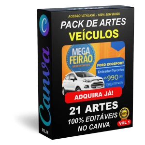 Pack Canva Veículos - 21 Artes Editáveis - Serviços Digitais