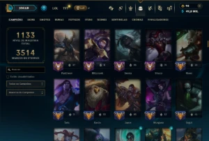 Platina 2 com TODOS os Champs e 261 Skins ( SUP / JG ) - League of Legends LOL
