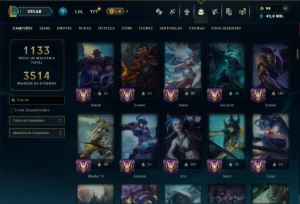 Platina 2 com TODOS os Champs e 261 Skins ( SUP / JG ) - League of Legends LOL