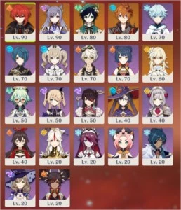 Conta Genshin Impact AR 55 - Diversos cinco estrelas