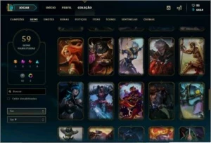 Plat 2 ouro 3 flex / 59 skins / quase Full champs - League of Legends LOL