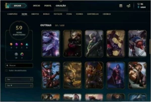Plat 2 ouro 3 flex / 59 skins / quase Full champs - League of Legends LOL