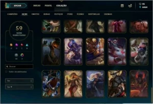 Plat 2 ouro 3 flex / 59 skins / quase Full champs - League of Legends LOL