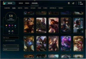 Plat 2 ouro 3 flex / 59 skins / quase Full champs - League of Legends LOL