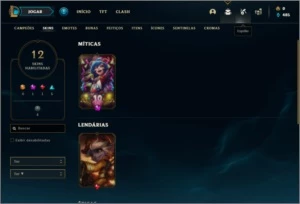 Conta platina 4 com 43 champs e 12 skins - League of Legends LOL