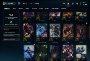 Conta platina 4 com 43 champs e 12 skins - League of Legends LOL