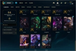 Conta platina 4 com 43 champs e 12 skins - League of Legends LOL