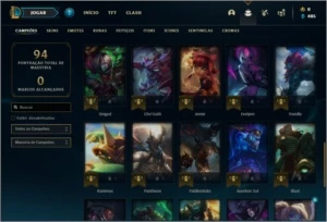 Conta platina 4 com 43 champs e 12 skins - League of Legends LOL
