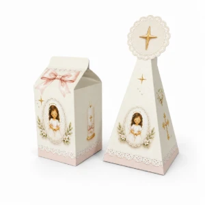Kit 20 Caixas Milk e Pirâmide Batizado - Rosa ou Verde