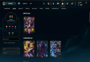 Ouro 2 com 105 Champs e 44 Skins ( SUP / JG / TOP ) - League of Legends LOL