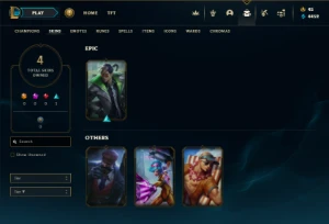 Mestre com 71 Champs e 3 Skins + 44 Espolios - League of Legends LOL