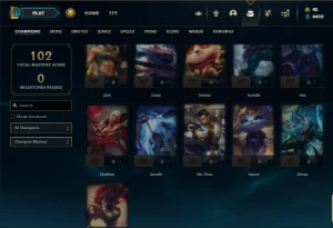 Mestre com 71 Champs e 3 Skins + 44 Espolios - League of Legends LOL