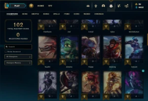Mestre com 71 Champs e 3 Skins + 44 Espolios - League of Legends LOL
