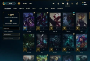 Mestre com 71 Champs e 3 Skins + 44 Espolios - League of Legends LOL