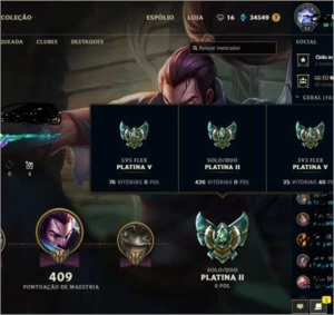 Conta Platina 2 - Yasuo emissario - 133 champs - 37k ea - League of Legends LOL