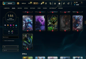 Prata 4 com 120 Champs e 146 Skins ( SUP / ADC ) - League of Legends LOL