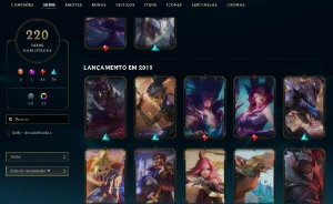 Esmeralda 4 com TODOS os champs e 221 Skins + 6 Vitoriosas - League of Legends LOL