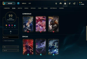 Conta bronze 3 com 50 Champs e 22 Skins - League of Legends LOL