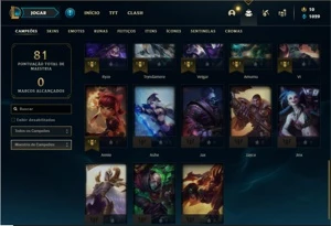 Conta Ferro 1 com 33 Champs e 10 Skins + 2 Fragmentos - League of Legends LOL
