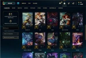 Conta Ferro 1 com 33 Champs e 10 Skins + 2 Fragmentos - League of Legends LOL