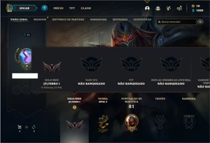 Conta Ferro 1 com 33 Champs e 10 Skins + 2 Fragmentos - League of Legends LOL