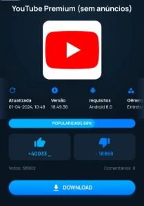 YouTube Premium mod - Assinaturas e Premium